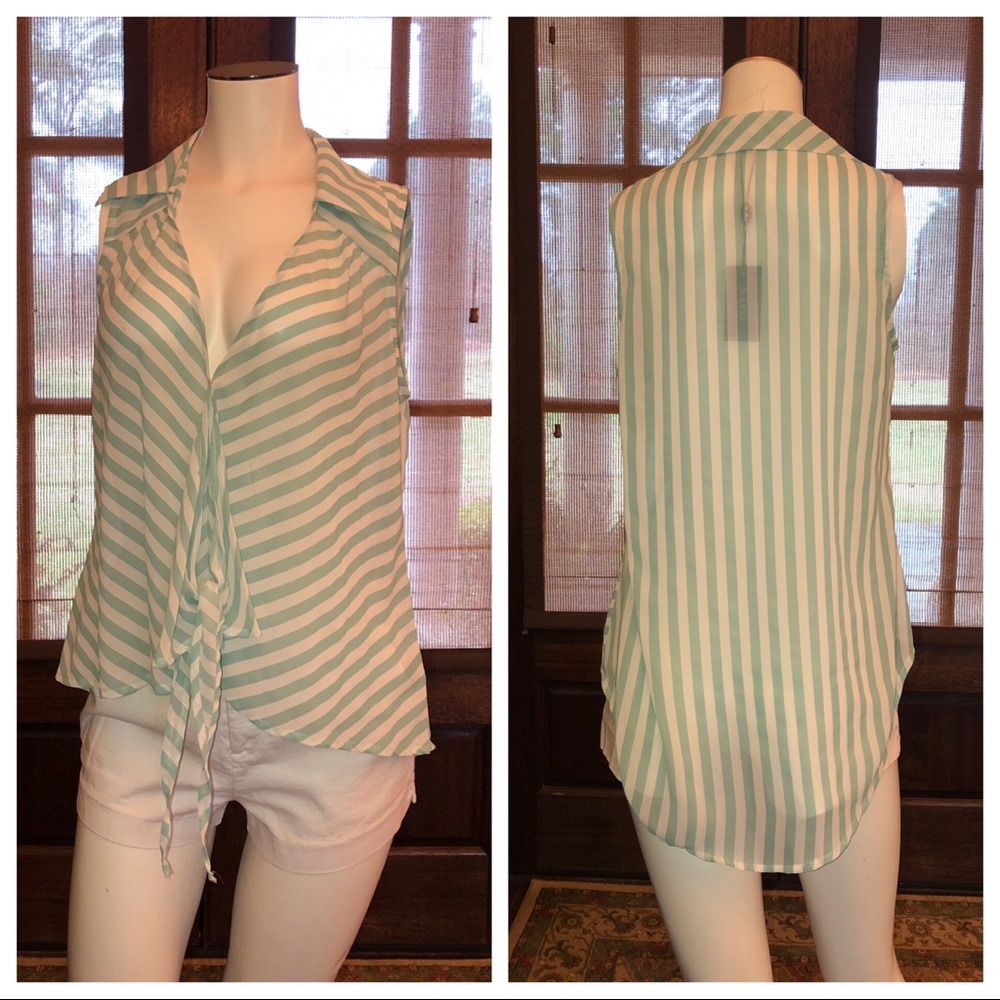 Striped Tie Front Top